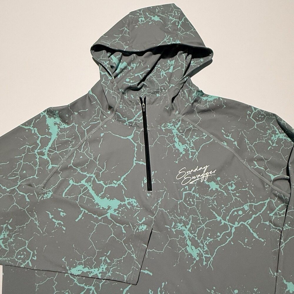 Sunday Swagger Performance Hoodie XL 1/4 Zip Gray Green Pullover Golf Quarter